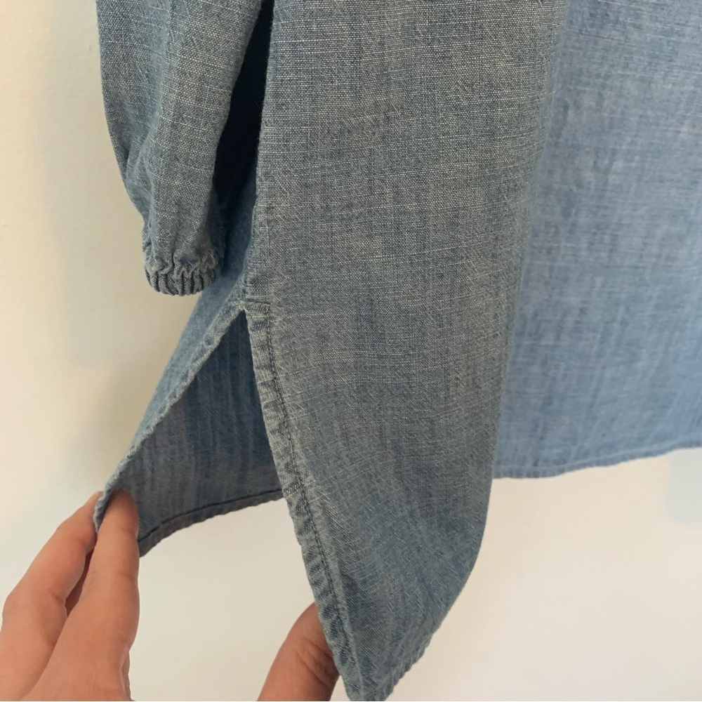 Womens Old Navy Embroidered Chambray Tassel Tunic Floral Balloon Sleeve Sz Large - Picture 5 of 10